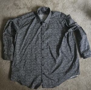 Black and Off White Floral Button-Up Shirt